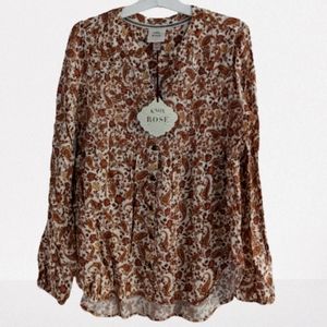 Knox Rose long sleeve blouse ivory print